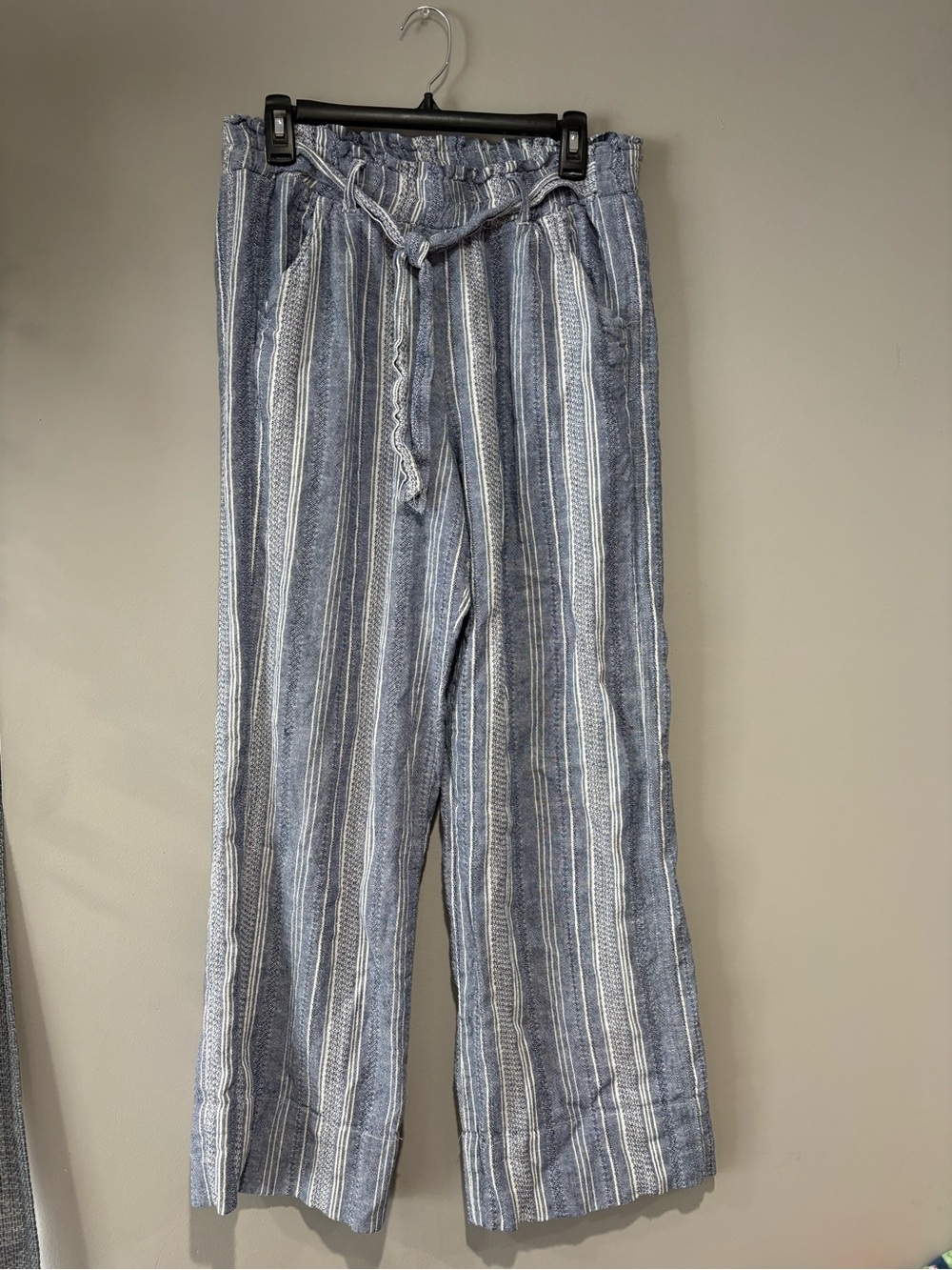 Indigo Rein Striped Wide Leg Linen Blend Pants XL Coastal Boho